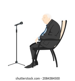 politician. political debate. speaker. an old man on a chair. vector illustration