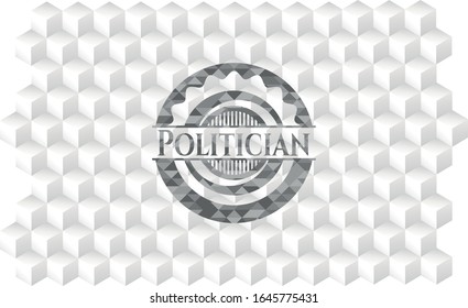 Politician realistic grey emblem with cube white background