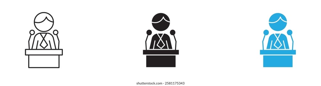 Politician speaker icon black white vector outline