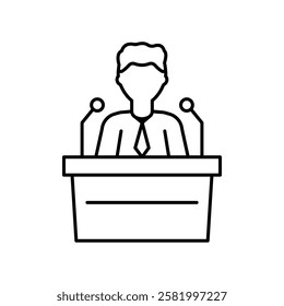 Politician speaker icon Flat vector set outline