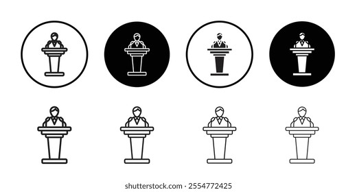 Politician speaker icon Line Art Logo set