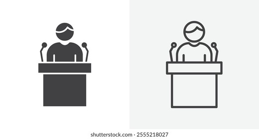 Politician speaker  icon. outlined vector style.