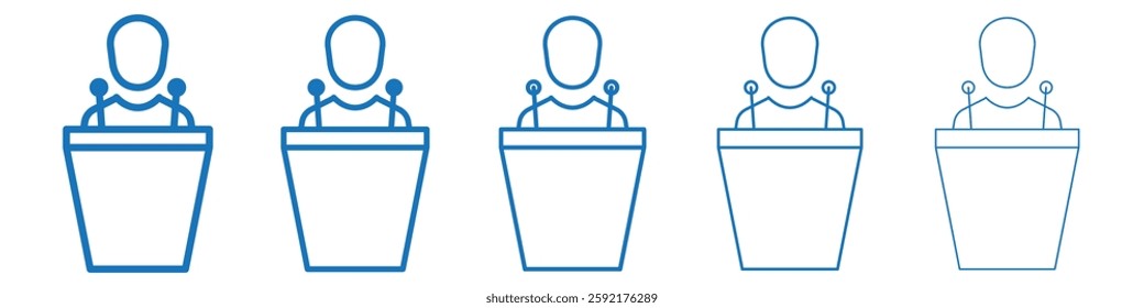 Politician speaker icon Symbol collection thin outline set