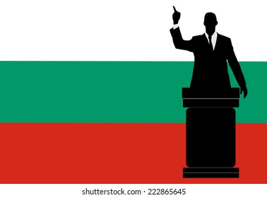 politician speaking from tribune, vector