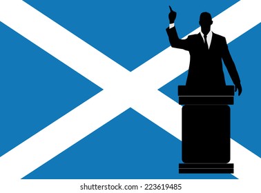 politician speaking from tribune, vector 