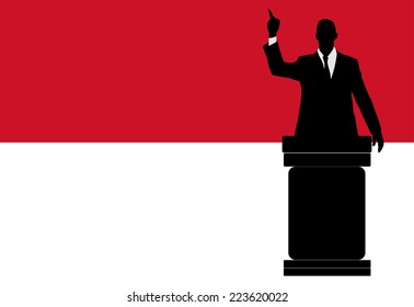 Politician speaking from tribune, vector