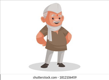 Politician is standing with hands on his waist. Vector graphic illustration. Individually on a white background.