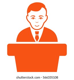 Politician vector icon. Flat orange symbol. Pictogram is isolated on a white background. Designed for web and software interfaces.