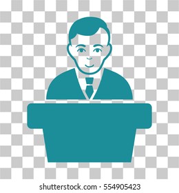 Politician vector icon. Illustration style is flat iconic soft blue symbol on a chess transparent background.