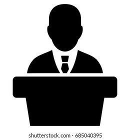 Politician vector icon. Style is flat graphic symbol, black color, white background.