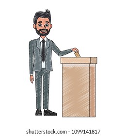 Politician voting cartoon scribble