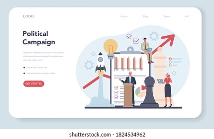 Politician web banner or landing page . Political compaign. Idea of election and governement. Democratic governance. Isolated flat illustration