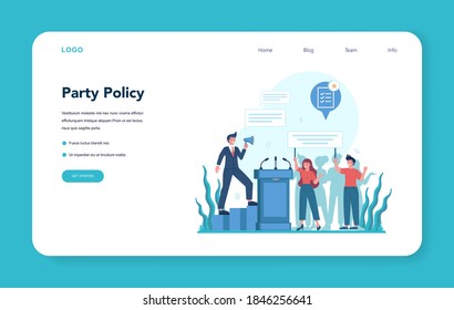 Politician web banner or landing page. Idea of election and governement. Democratic governance. Party policy. Isolated flat illustration