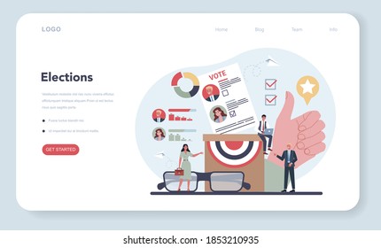 Politician web banner or landing page . Political elections. Idea of election and governement. Democratic governance. Isolated flat illustration