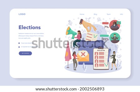 Politician web banner or landing page. Idea of election and governement. Democratic governance. Public performance on debate, election compaign. Isolated flat illustration