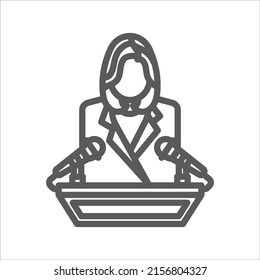 politician woman simple line icon