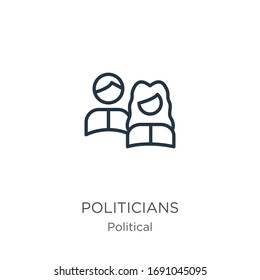 Politicians icon. Thin linear politicians outline icon isolated on white background from political collection. Line vector sign, symbol for web and mobile