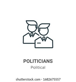 Politicians outline vector icon. Thin line black politicians icon, flat vector simple element illustration from editable political concept isolated stroke on white background