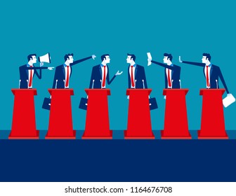 Politicians participating in political debate. Concept business team vector illustration, Teams, Debate, Meeting.