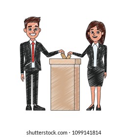 Politicians voting cartoon scribble
