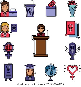 Politician,speech,female,conference Icon In A Collection With Other Items