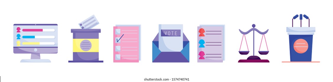 politics election democracy voting set icons vector illustration