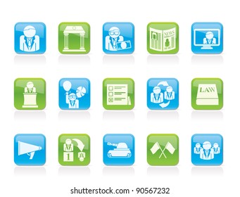 Politics, election and political party icons - vector icon set