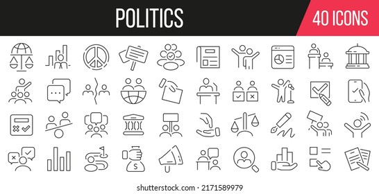 Politics line icons collection. Set of simple icons. Vector illustration