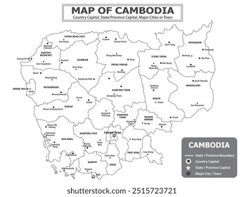 Politics map of countries. Political map of country with capital, province or state capital, major cities and town.