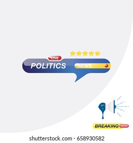 Politics news, icon for journalism of news TV channels and a loudspeaker on the background. Flat vector illustration EPS 10