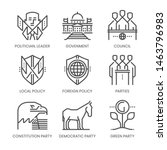 Politics and parties related, pixel perfect, editable stroke, up scalable square line vector icon set. 