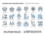 Politics and parties related, square line color vector icon set for applications and website development. The icon set is pixelperfect with 64x64 grid. Crafted with precision and eye for quality.