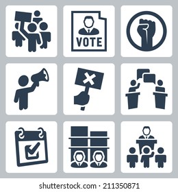 Politics related vector icons set