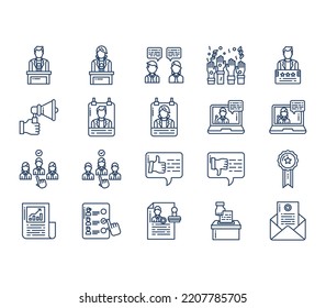 Politics and speaking icon set