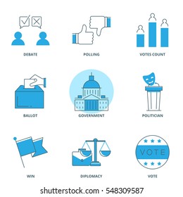 Politics vector icons set