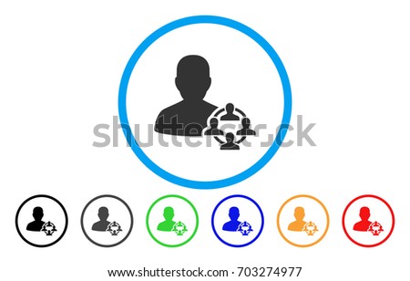 Politics vector rounded icon. Image style is a flat gray icon symbol inside a blue circle. Additional color versions are grey, black, blue, green, red, orange.