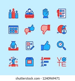 Politics, voting and elections color icons