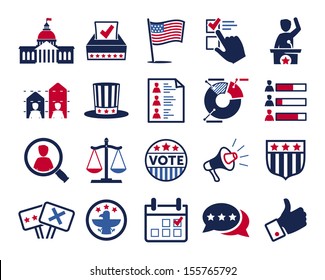 Politics, Voting and elections icons - color vector icon set