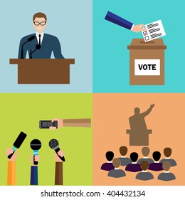 Politics, Voting and elections icons - vector icon set.
 Transparency election and confidence social responsibility political campaign.