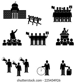 Politics,Protesters crowd vector icon set