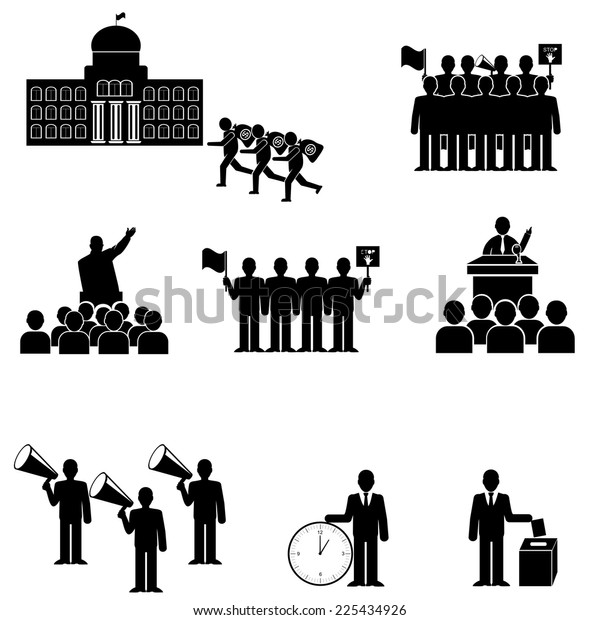 Politicsprotesters Crowd Vector Icon Set Stock Vector (Royalty Free ...