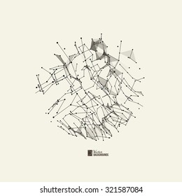 Poliygonal form with dots and lines. Abstract futuristic background with dots and lines. Vector illustration.