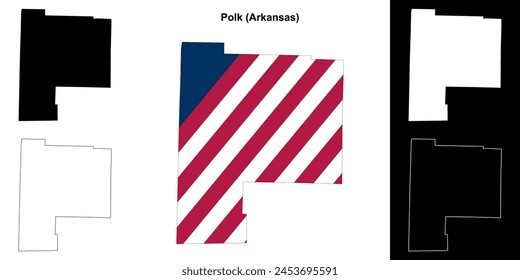 Polk County (Arkansas) outline map set