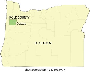 Polk County and city of Dallas location on Oregon state map