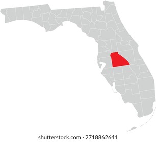 Polk County no mapa do estado da Flórida vetor editável