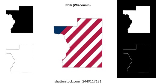 Polk County (Wisconsin) outline map set