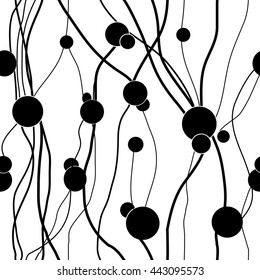 Polka black abstract seamless pattern. Fashion graphic background design Modern stylish abstract texture. Monochrome template for prints, textiles, wrapping, wallpaper, website etc VECTOR illustration