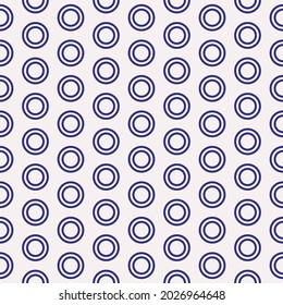Polka bluedouble rings. Vector repeated rings and white background.