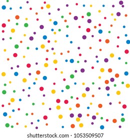 Polka Colorful Confetti Dotted Background. Bubbles Circle Dots. Network Design, Technology Science, Vector Illustration. Perfect For Logo, Banner, Icon, Holiday, New year Background.