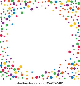 Polka Colorful Confetti Dotted Background. Bubbles Circle Dots. Network Design, Technology Science, Vector Illustration. Perfect For Logo, Banner, Icon, Holiday, New year Background.
